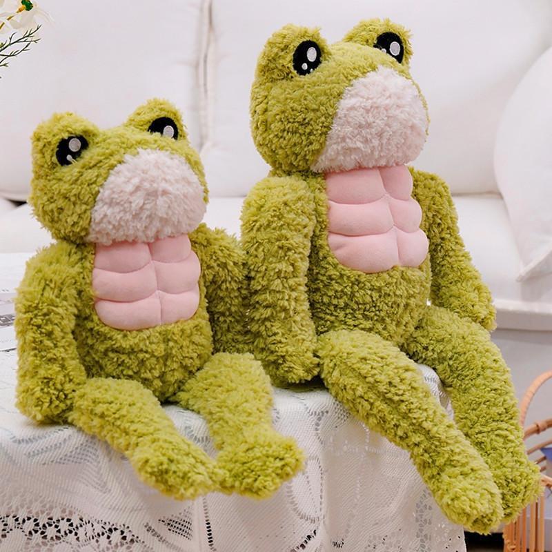 Explosive Style Funny Ugly Cute Duck Doll Muscle Frog Plush Toy Green Pillow