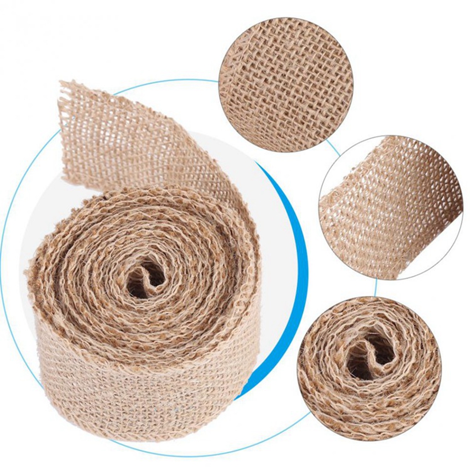 4 Rouleaux De Tissu De Toile De Jute Naturel Avec Ruban De - Temu