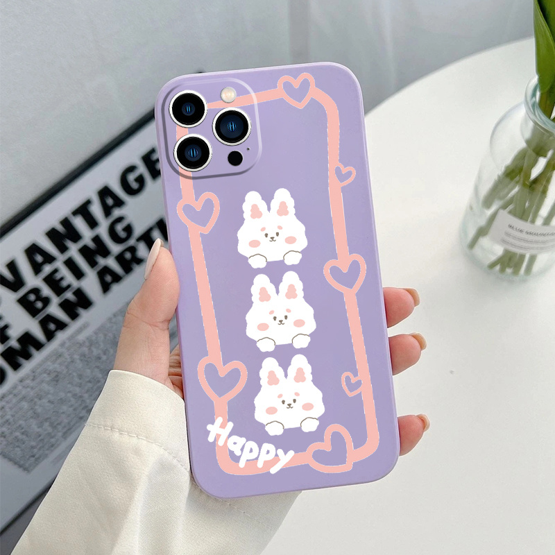 

Rabbit Pattern Print Purple Silicone Protective Phone Case Anti-fall Protective Phone Case For Iphone Series Gift For Birthday/easter/boy/girlfriends