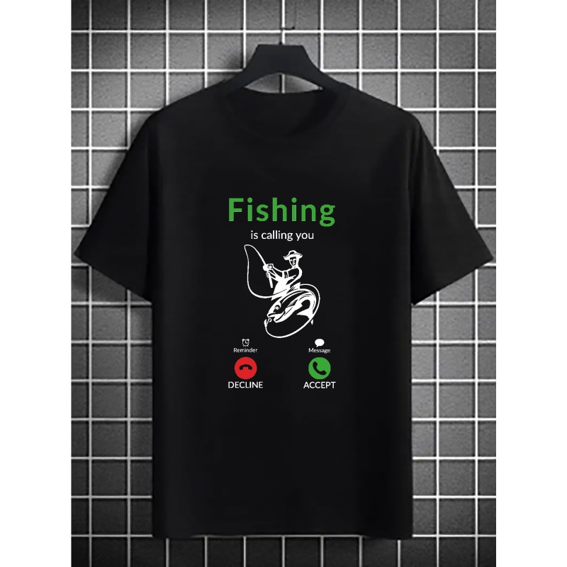Men's Casual fishing Calling  Round Neck T shirt Summer - Temu