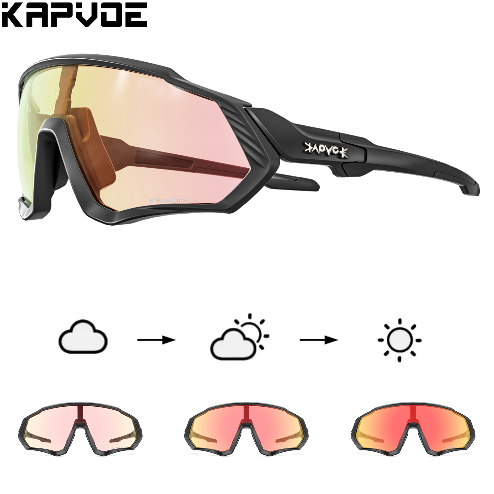 Kapvoe, Premium Beautiful Fresh Photochromic Goggles, Men Women
