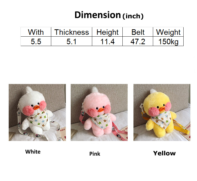 Duck Plush Bag Kawaii Duck Shoulder Bag Cute Novelty Bag 