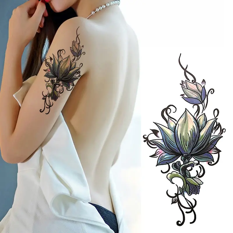 Acheter 1PC 3D fleur noire tatouages ​​temporaires autocollant réaliste  faux lavable Rose tatouage décalcomanie pour adulte corps Art jambes bras  tatouages ​​créatifs