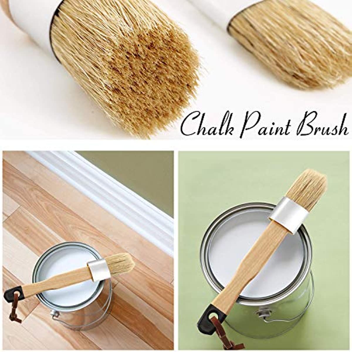 3Pcs Round Chalked Paint Brushes Wood Wax Brush Wooden Stencil Brushes  Acrylic
