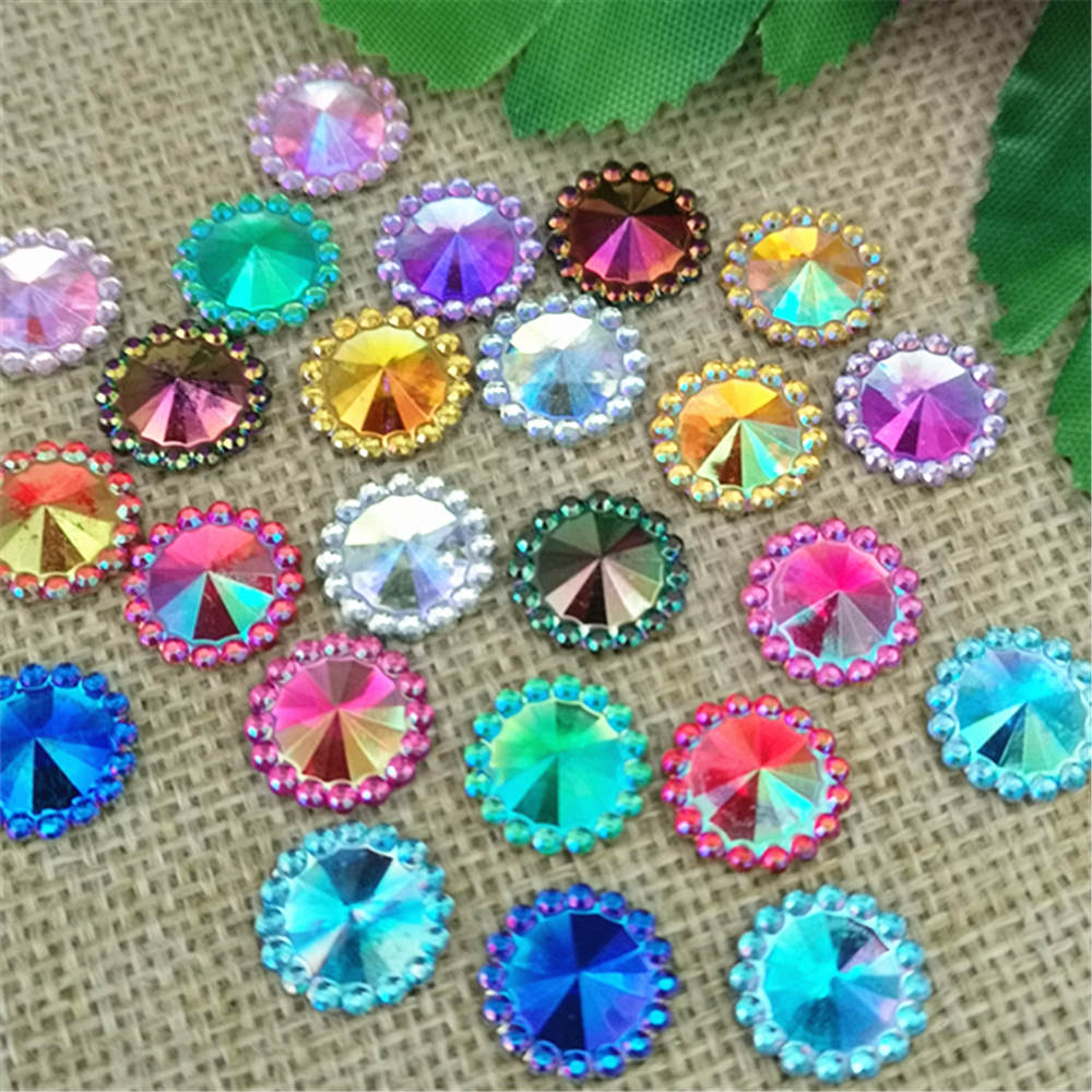 100pcs 1.2cm/0.47in Ab Flatback Acrylic Embellishments For Diy Clothes And Crafts