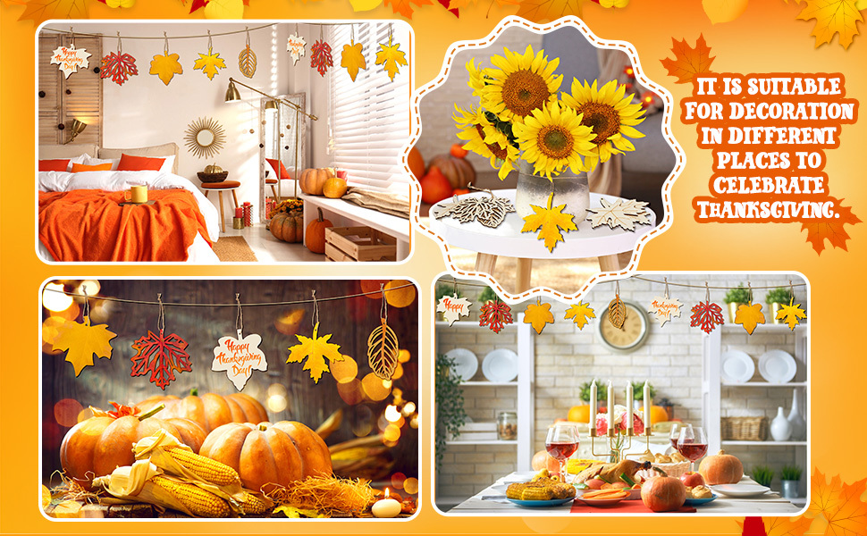  Geetery 24 piezas de decoraciones de otoño de Acción de Gracias  para el hogar, incluyen calabazas falsas, cajas de madera para centros de  mesa, hojas de arce artificiales, girasoles falsos, piñas