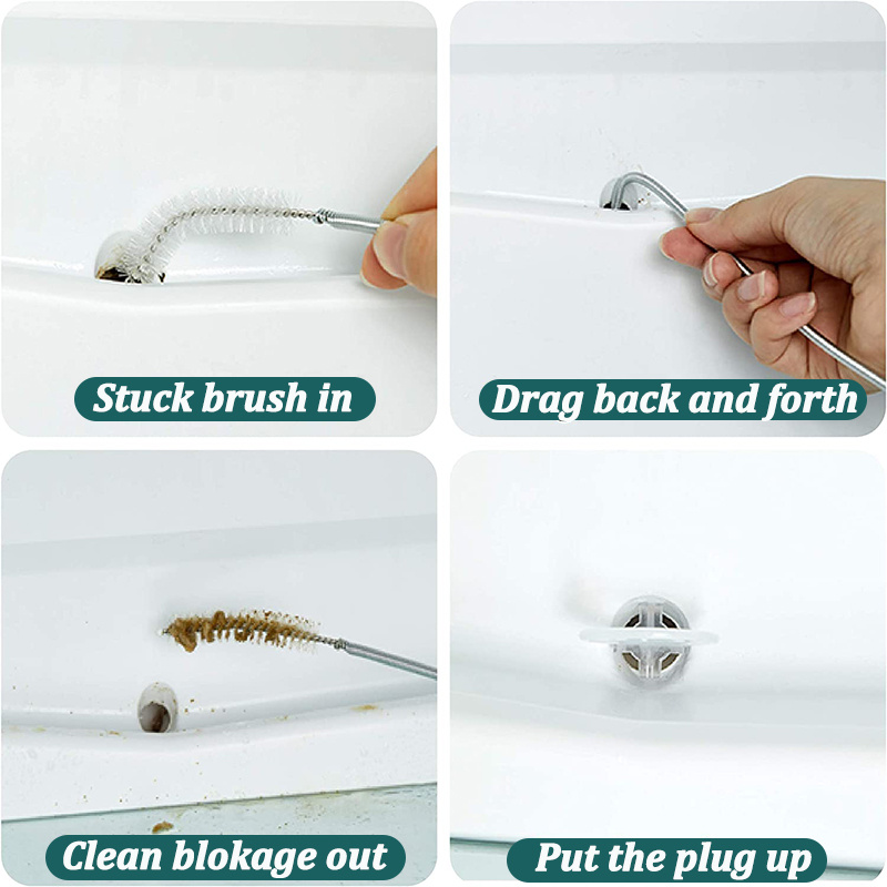 Sink Drain Cleaning Brush Super Flexible Cleaning Tool Drain Clog Remover  Brush For Bathroom Kitchen 5PCS 