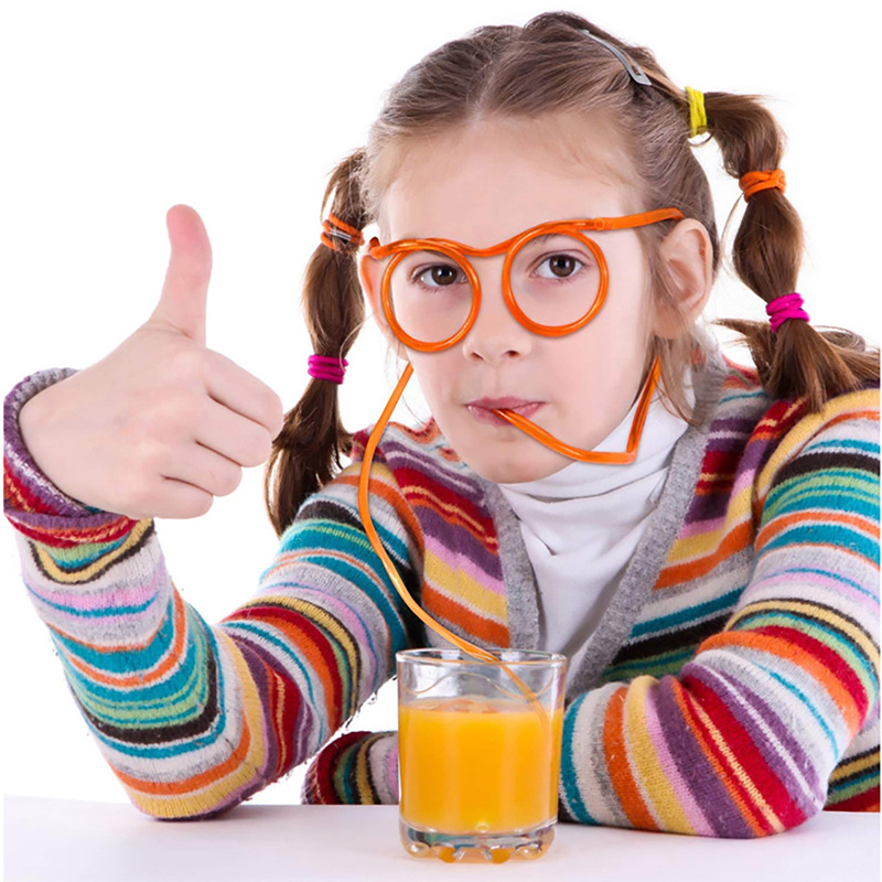 1PCS Novelty Flexible Glasses Silly Drinking Straw Glasses For Kids Party