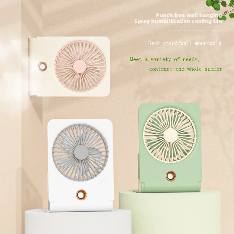 1pc quiet and windy desk fan ultra thin wall mounted spray cooling fan usb rechargeable mini fan for student dormitory office home summer  details 8