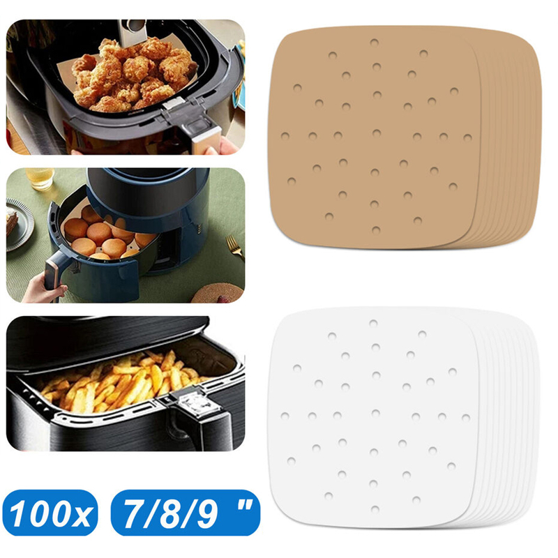 200 Pack 9 Inch Air Fryer Liners Square Baking Perforated Parchment Paper  Sheets