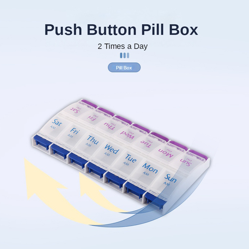 Push Button (7 day) Pill Organizer 2 Times A Day Medicine - Temu Canada