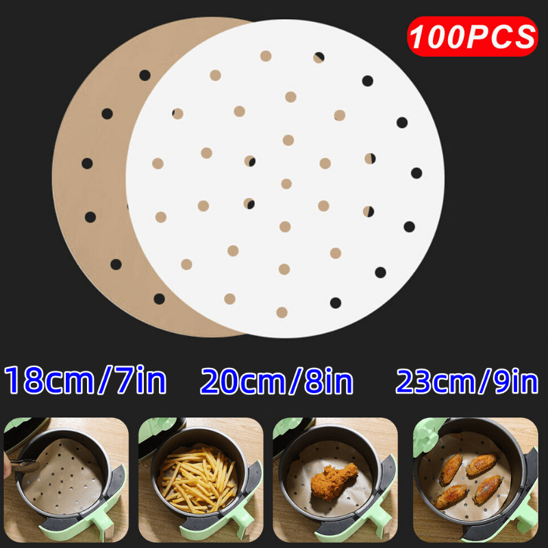 16/20cm Air Fryer Disposable Paper Liner Non-Stick Mat Steamer Round Paper  Baking Mats Kitchen AirFryer Baking Accessories