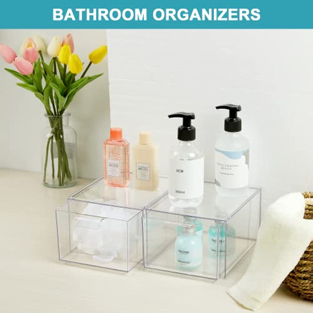 Stackable Clear Drawer Organizer For Bathroom And Under Sink Storage -  Acrylic Multi-purpose Bins For Cosmetics, Makeup, And Nail Art - Temu  Malaysia
