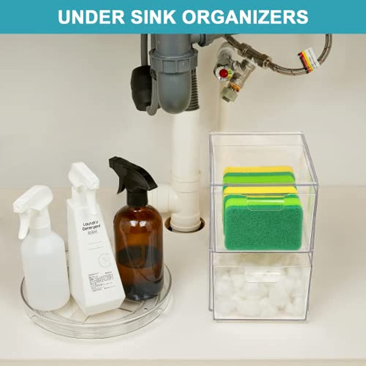 2 Packs Under Sink Organizer and Storage, Stackable Kitchen