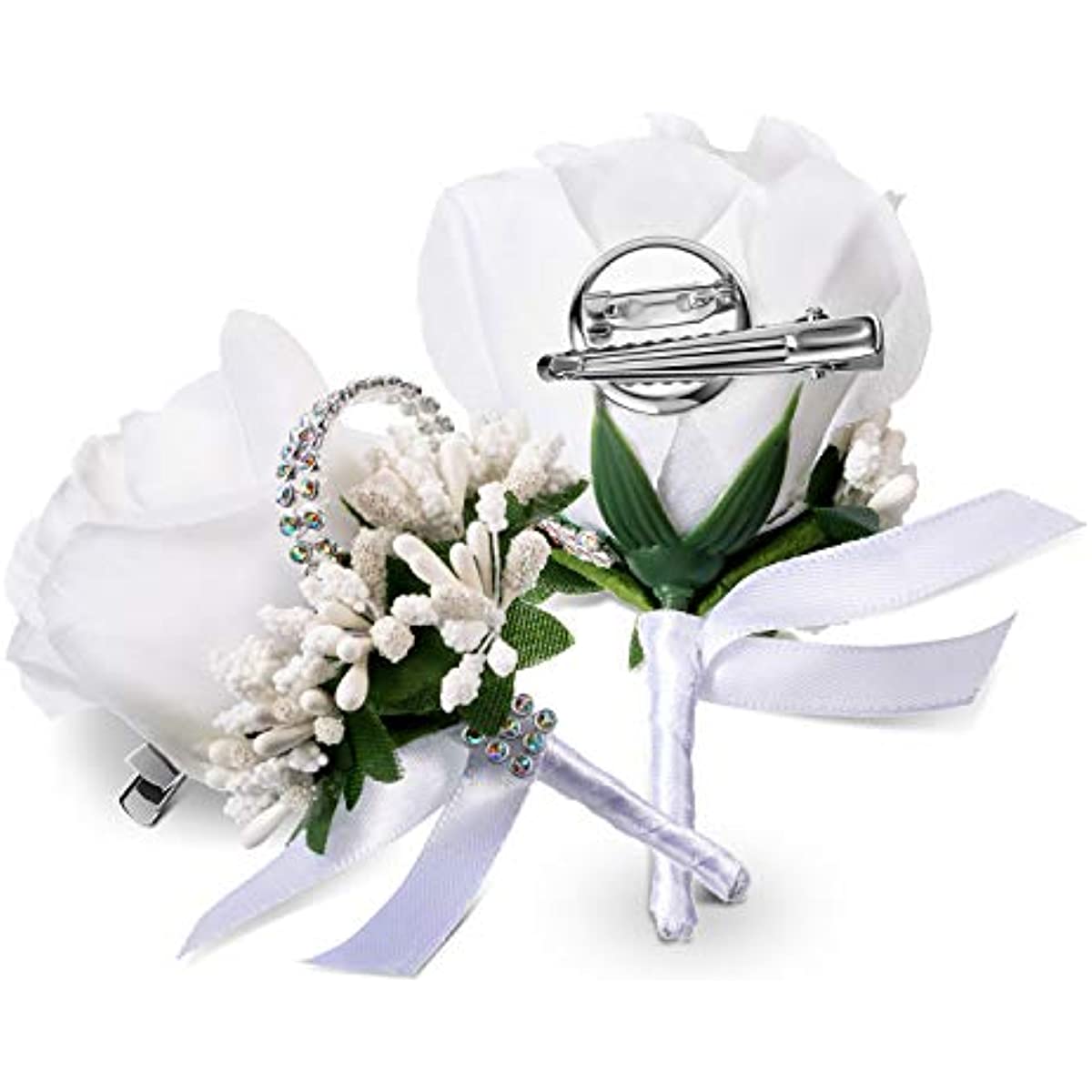 Men's Corsage For Suit Wedding Party Groom Groomsman Clip-On Flower Broo