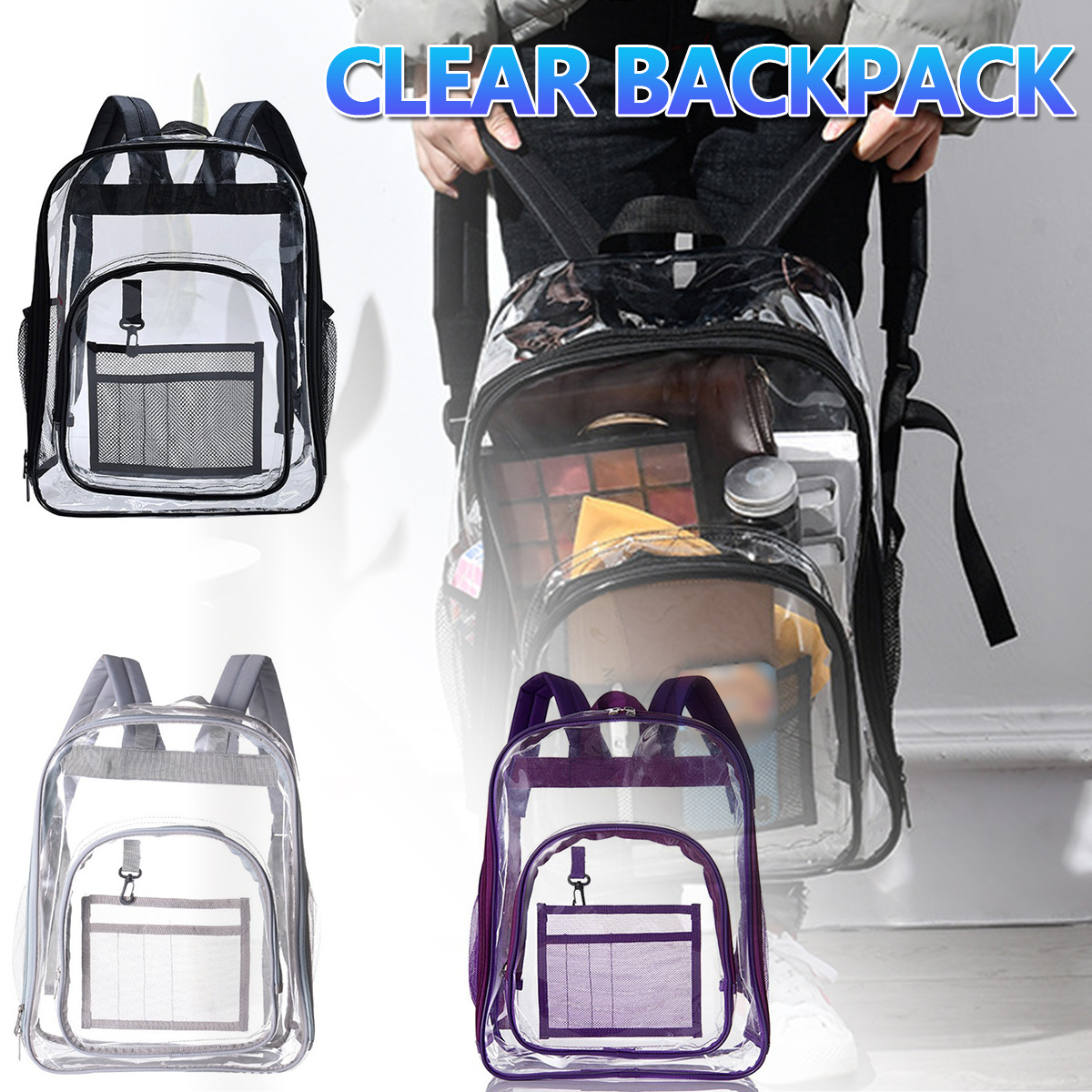 Clear Backpack Heavy Duty Clear Bookbag Transparent Backpack See
