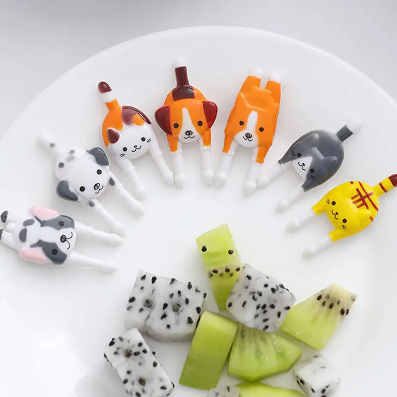 Food Picks For Kids With Cute Storage Box, Cartoon Animals Kids