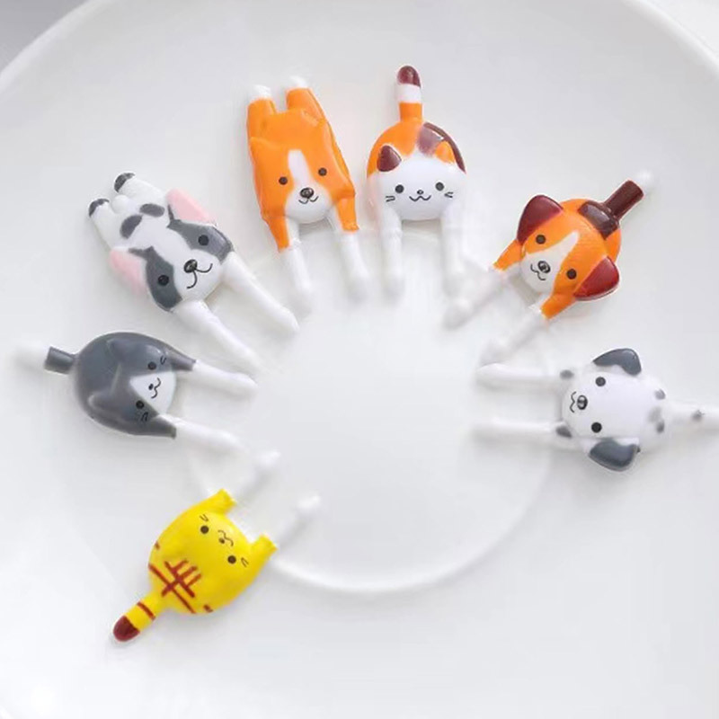 Food Picks For Kids With Cute Storage Box, Cartoon Animals Kids