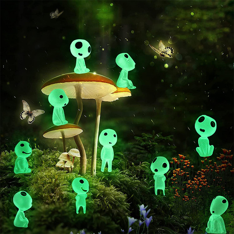 

10pcs Blue Luminous Tree Spirits Micro Landscape - Perfect For Outdoor Glowing Miniature Statues, Garden Decor, And Holiday Arrangements!
