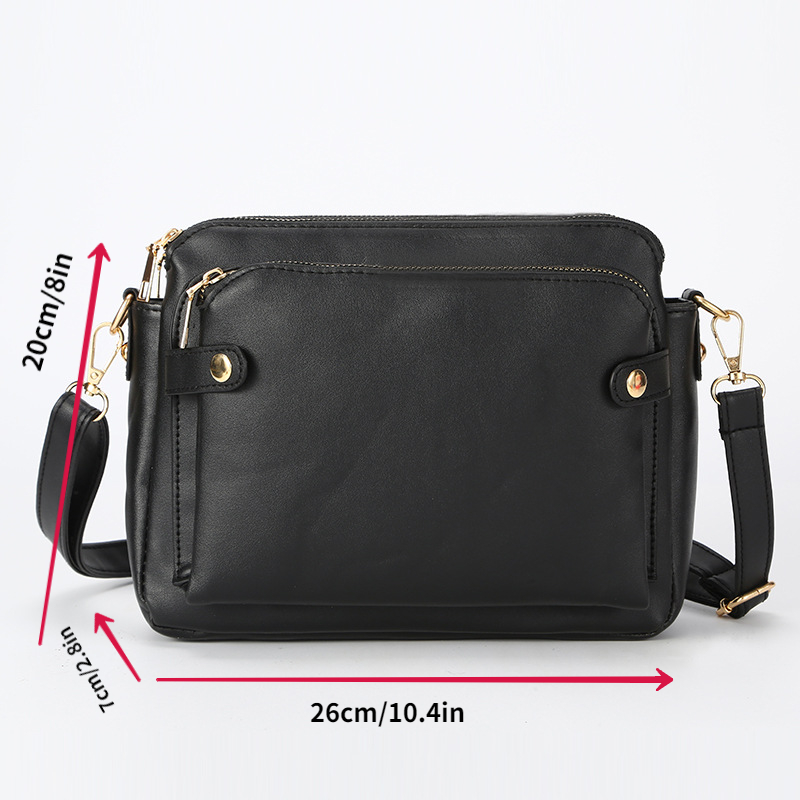 Middle Aged Women's Shoulder Bag, Soft Pu Leather Multi Zipper Crossbody Bag  For Travel - Temu