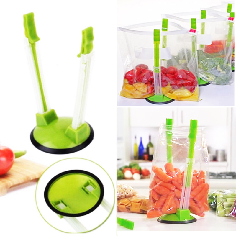 1pc Hands-free Bag Holder Clip With Stand For Plastic Freezer & Sandwich  Bags, Meal Prep Bag Holder, Non-slip Bag Rack For Food Storage & Kitchen  Accessories