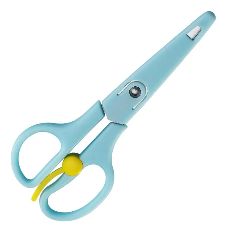 Safe Student Stationery Scissors Stainless Steel Elastic Band With Sheath  Office Desk Scissors Home Rebound Scissors Paper Cutting