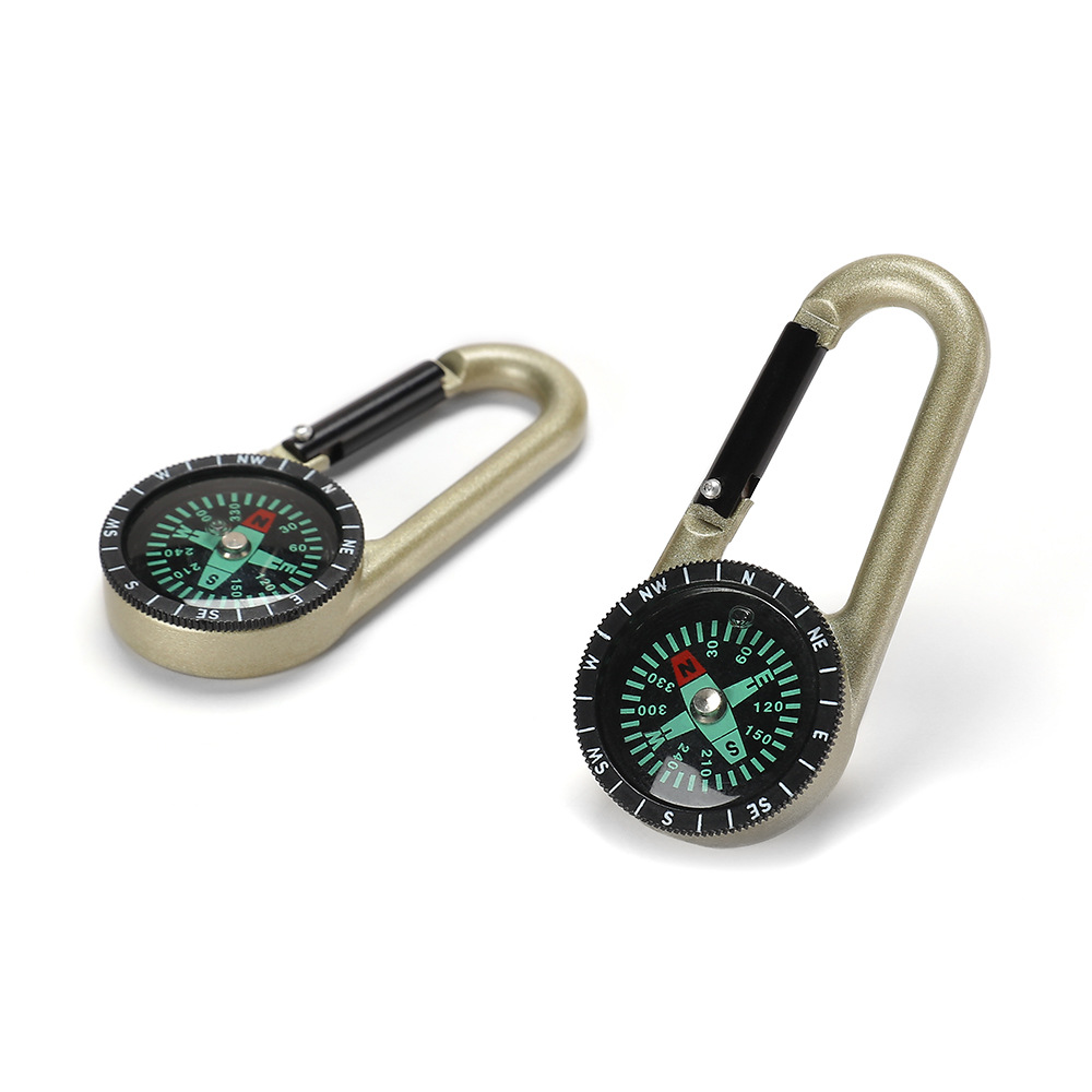 Multifunctional Hiking Metal Carabiner with Mini Compass and