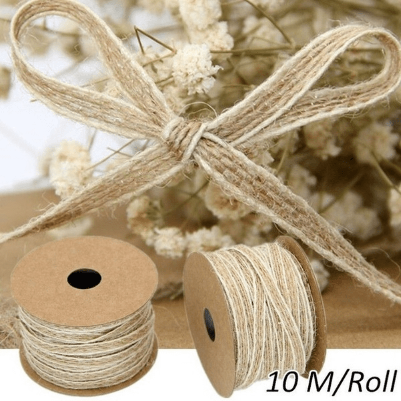 6 Rolls Jute Ribbon With Lace, Natural Burlap Ribbon, Vintage Burlap Jute  Lace Ribbon, Hessian Lace Ribbon White, Ribbons For DIY Crafts Wedding Party
