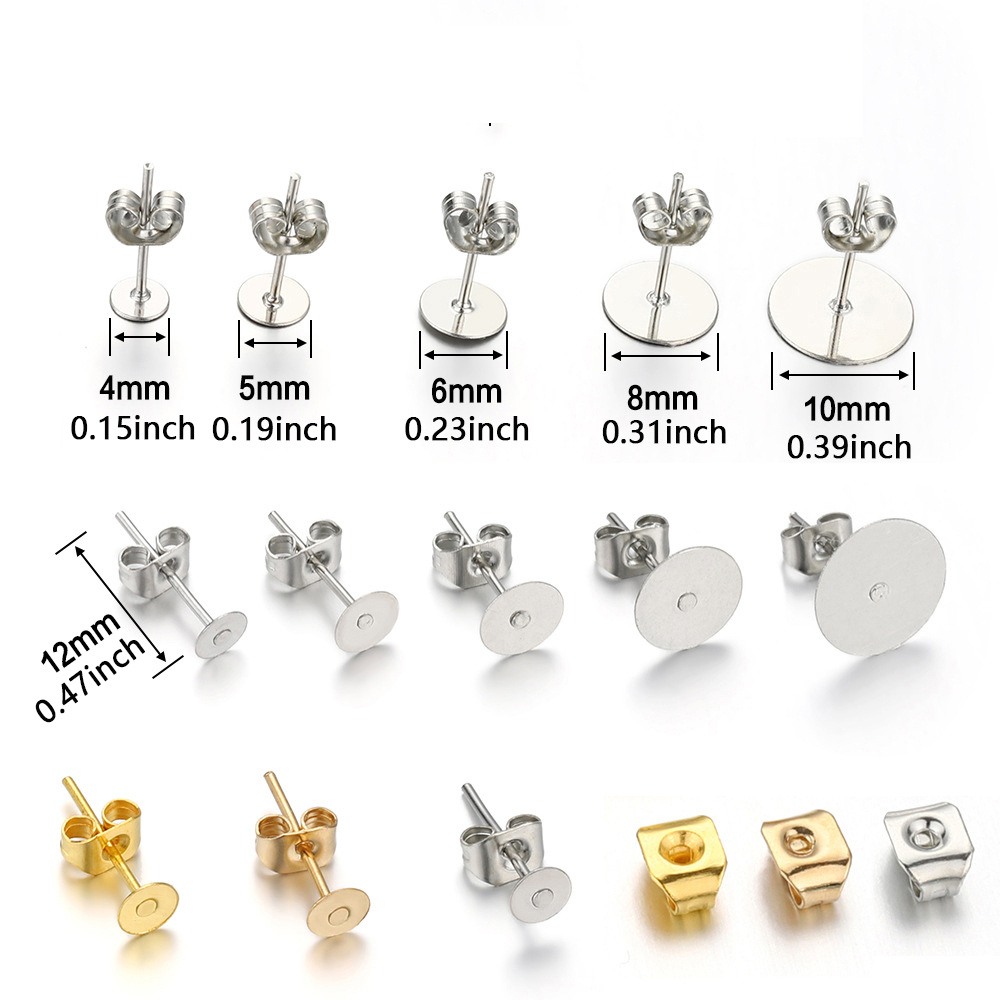 4 5 6 8 Blank Post Earring Studs Base Pins With Earring - Temu
