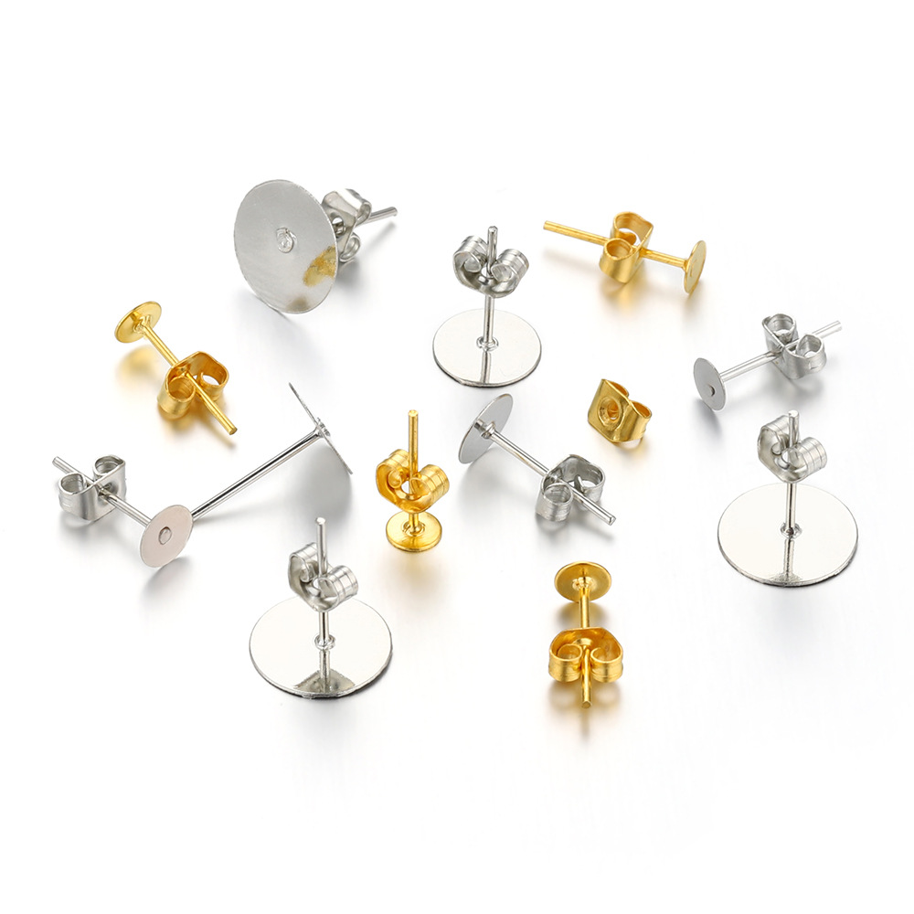4 5 6 8 Blank Post Earring Studs Base Pins With Earring - Temu