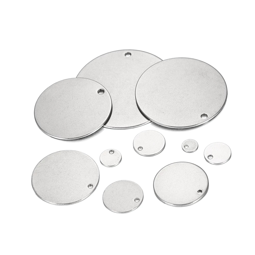 10pcs Stainless Steel Dog Tag Charms Round Stamping Blanks Pendant