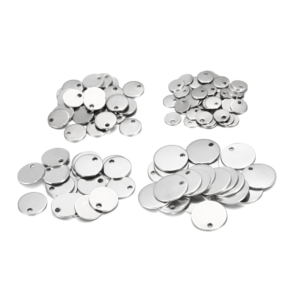 

10-50pcs/pack 6-30mm Stainless Steel Pendant Round Dog Tag Pendant Stamping Blank Pendant Necklace Diy Jewelry Making