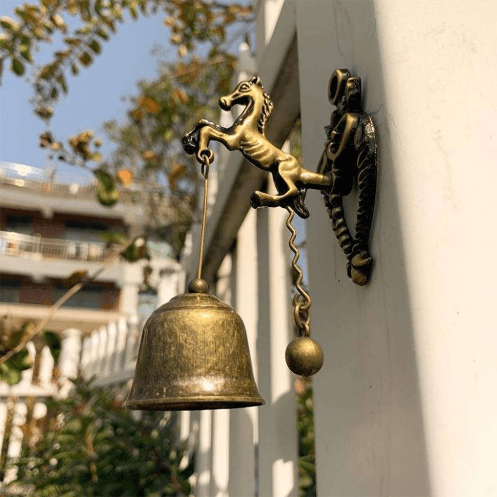 Metal Christmas Vintage Bell Hanging Bells Wind Chimes for Home Door Wall  Temple Decor Bronze With Bow