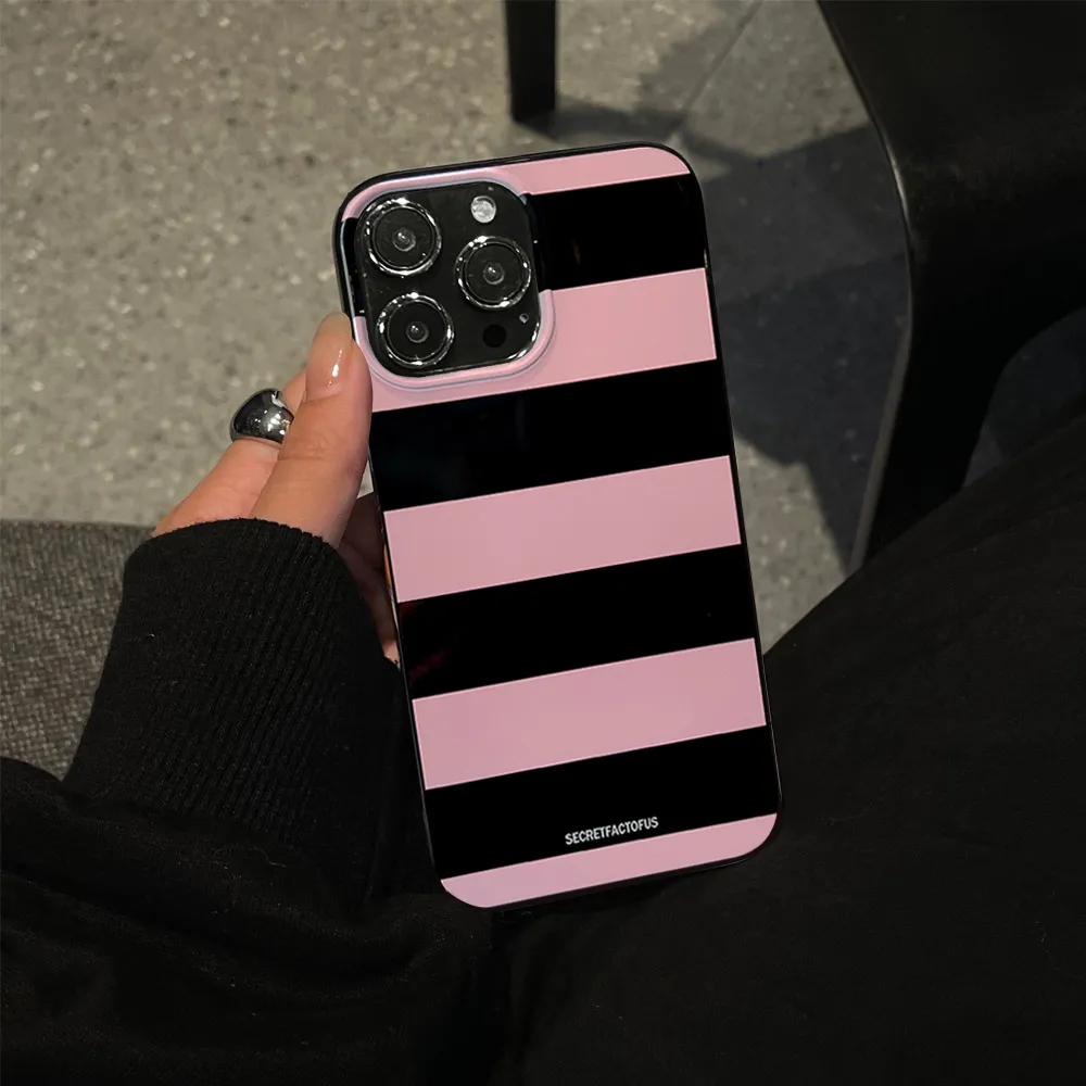 Bright Pink Stripes TPU Mobile Phone Case For IPhone