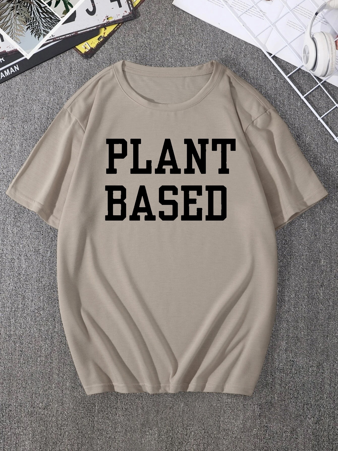 Plus Size Men's Casual Graphic Tees Summer "plant Based" Temu Netherlands