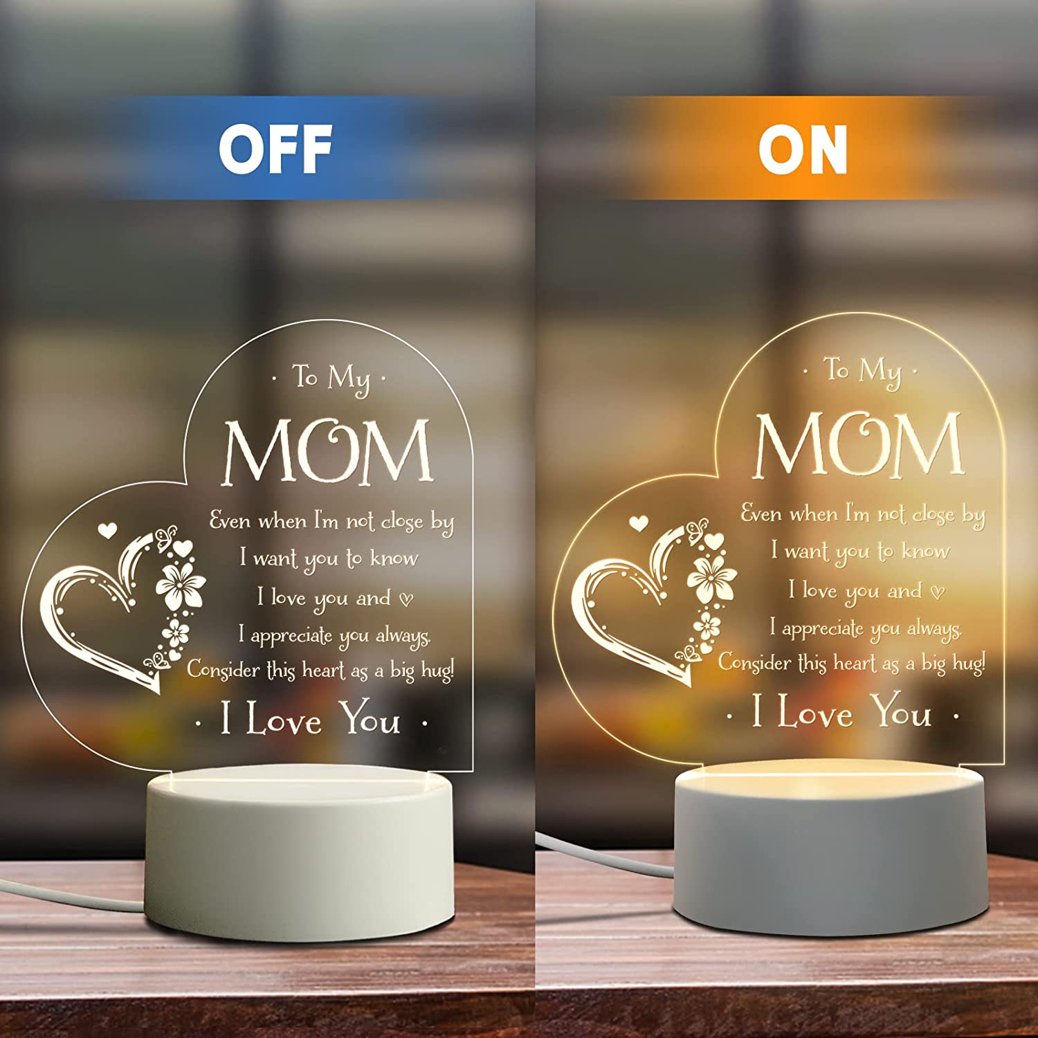 1pc Gifts For Mom - Engraved Night Light, Mom Birthday Gifts From Daughter  Son, Mom Gifts On Mother's Day, Valentine's Day Christmas, Unique Night Lam