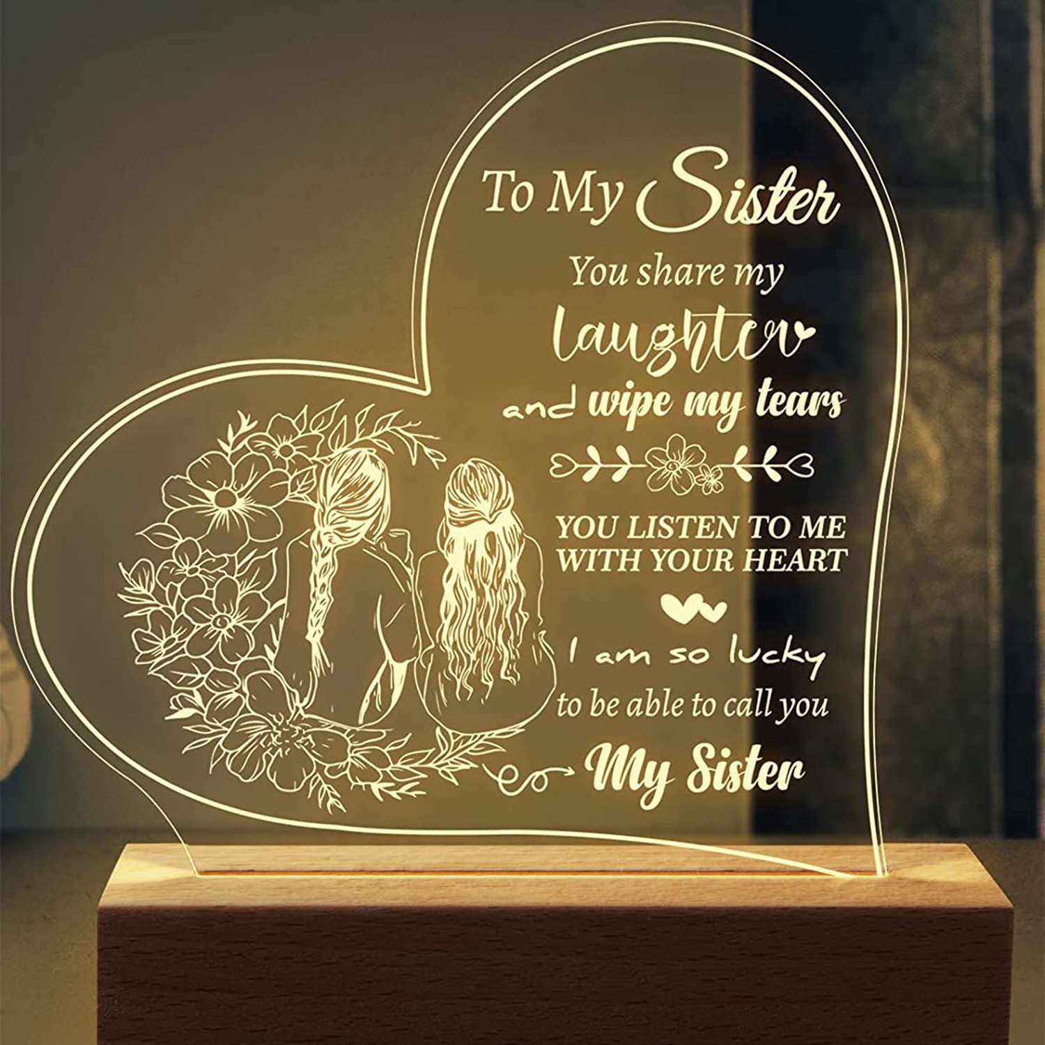 Sister Gifts - Sentimental Night Light for My Dear,Thoughtful