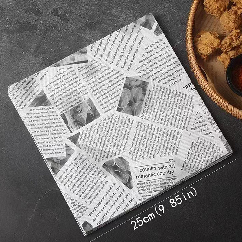 Newsprint Wax Paper Sheets Newspaper Theme Food Wrap Paper Grease Resistant  Tray Liners Waterproof Wrapping Tissue Food Picnic Paper for Home Kitchen