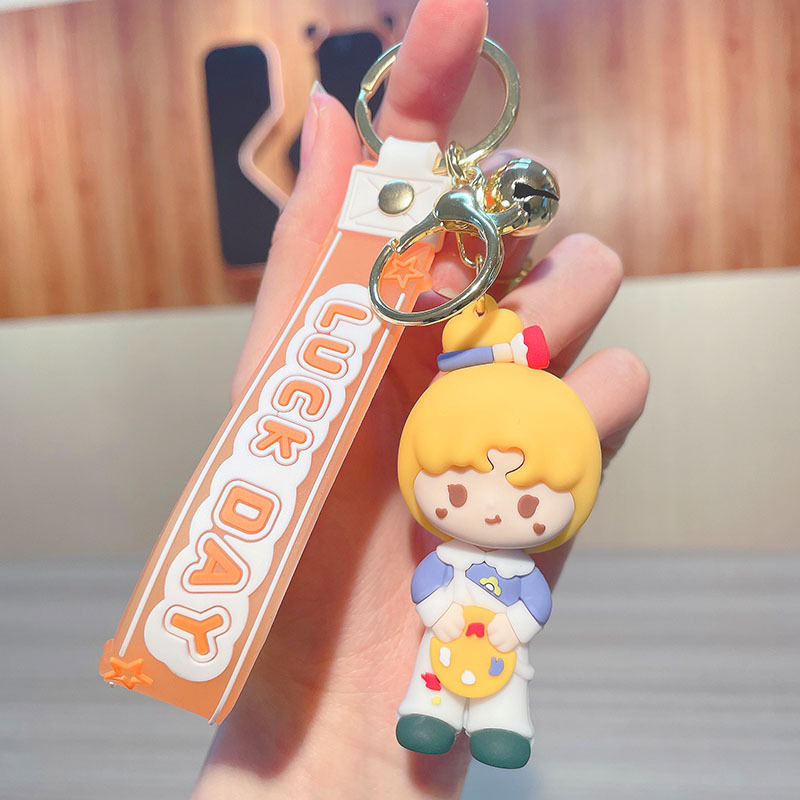 Cute Cartoon Doll Keychain Bling Rhinestone Key Chain Ring - Temu
