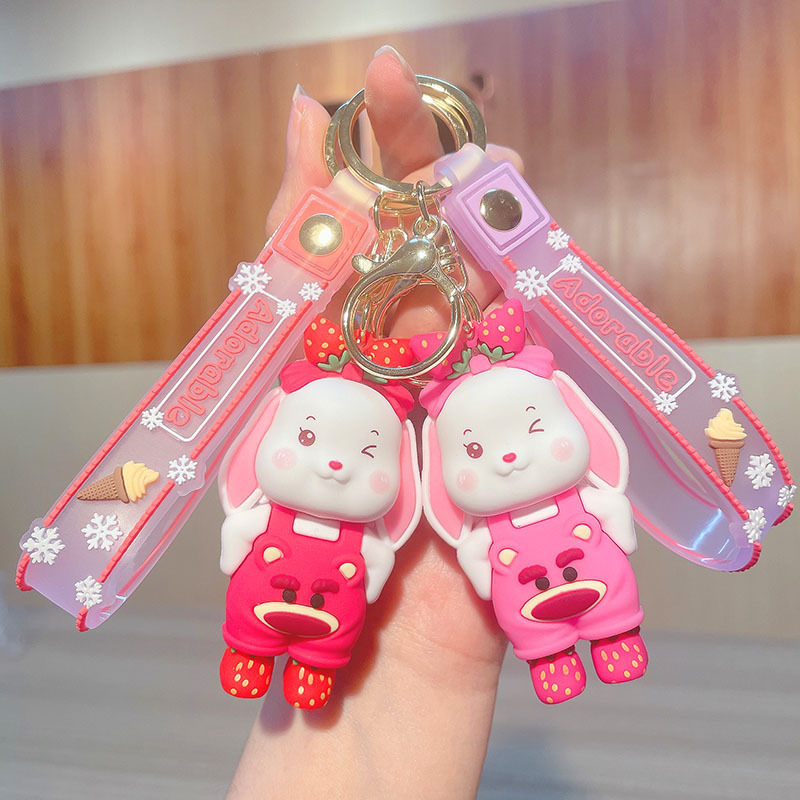 Love Heart Rabbit Bunny Keychain Cute Cartoon Animal Keyring Valentine's  Day Couple Pendant Ornaments - Temu