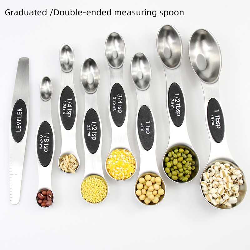 Stainless Steel Measuring Spoons  Dual Sided Stackable Measuring Spoon, Measuring  Spoons Magnetic For Dry And Liquid Ingredients - Temu