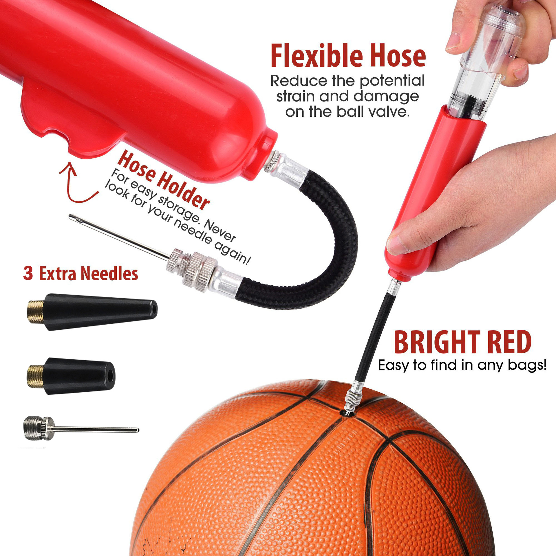 Efficient Ball Pump With 5 Needles For Inflating Basketball - Temu