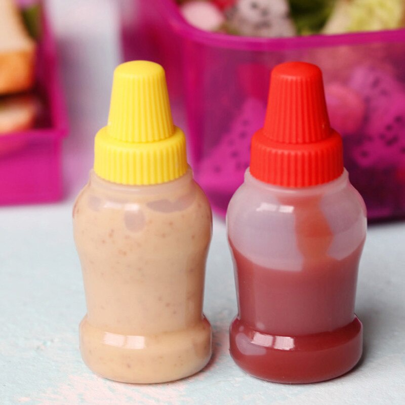 2pcs/set 25ML Mini Tomato Ketchup Bottle Portable Small Sauce Container  Salad Dressing Container Pantry Containers for Bento Box