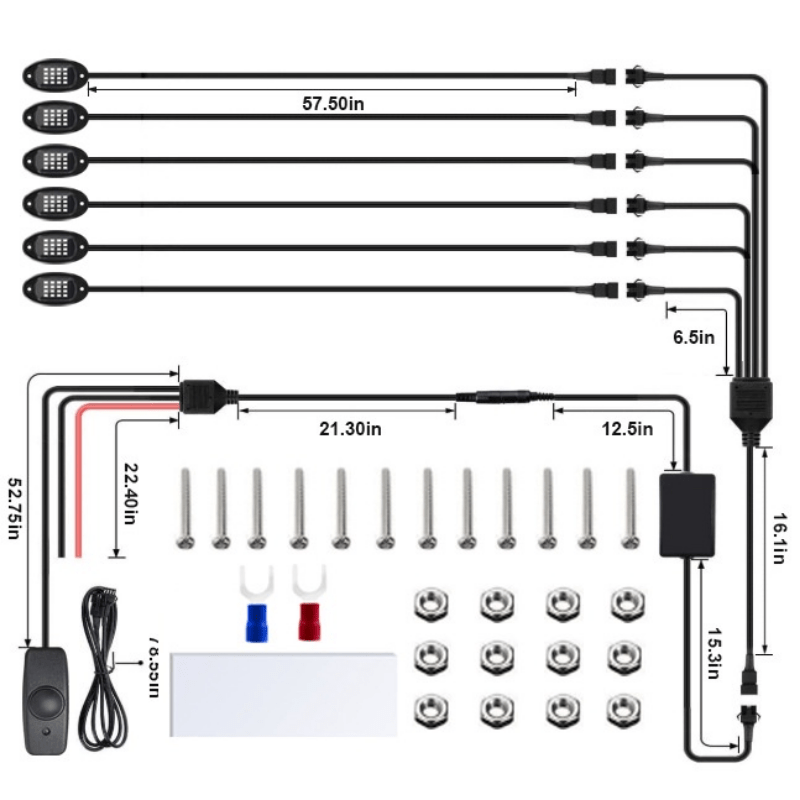 1set 8/6/4 In 1 Auto Undergolw Luce Rgb Led Rock Lampada App - Temu Italy