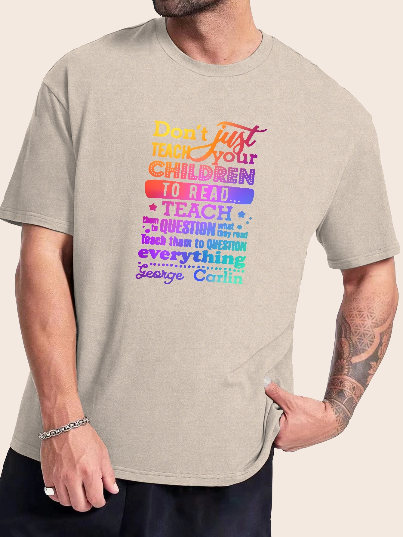 Plus Size Men's Casual Graphic Tees Summer Colorful Letters Temu