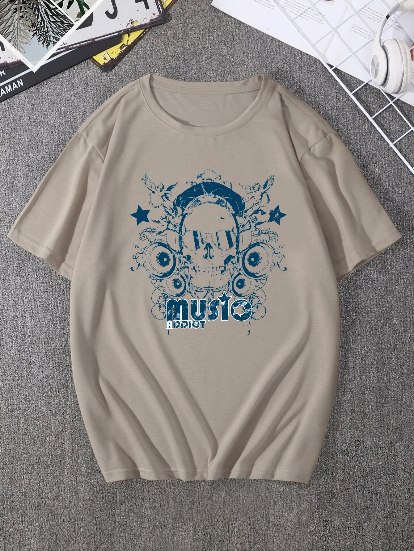 Plus Size Mens Casual Graphic Tees Summer Skeleton Music Temu New