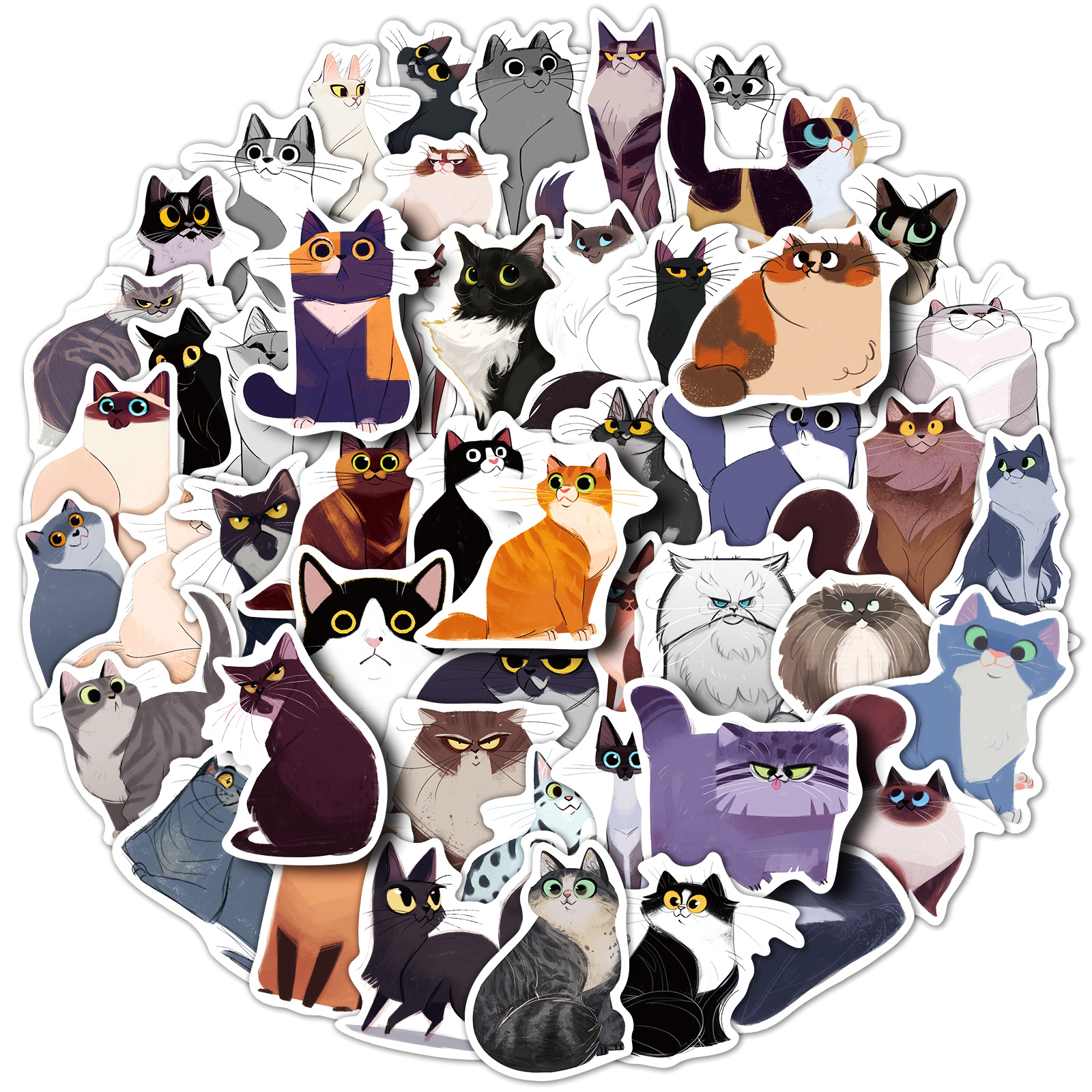 50 Cute Cat Stickers, Waterproof Vinyl For Water Bottles, Notebook,  Scrapbooking, Kawaii Kitten Animal Company, Cat Gifts, Merchandise Gifts  For Adult