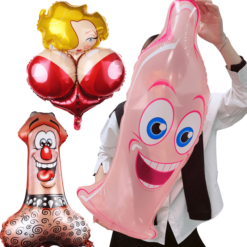 Globo inflable con forma de pene para adultos, juguete de broma de