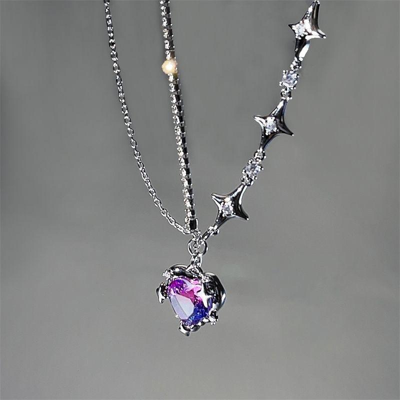 Y2K Spider Web Thorns Love Heart Pendant Necklaces Women Punk Gothic Cool  Sweet Rock Insect Crystal Pearl Neck Chains Jewelry