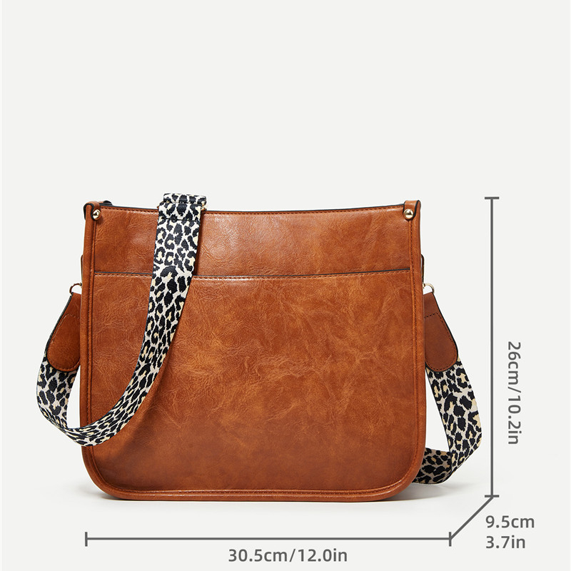 Leopard Strap Crossbody Bag Vintage Commuter Shoulder Bag - Temu